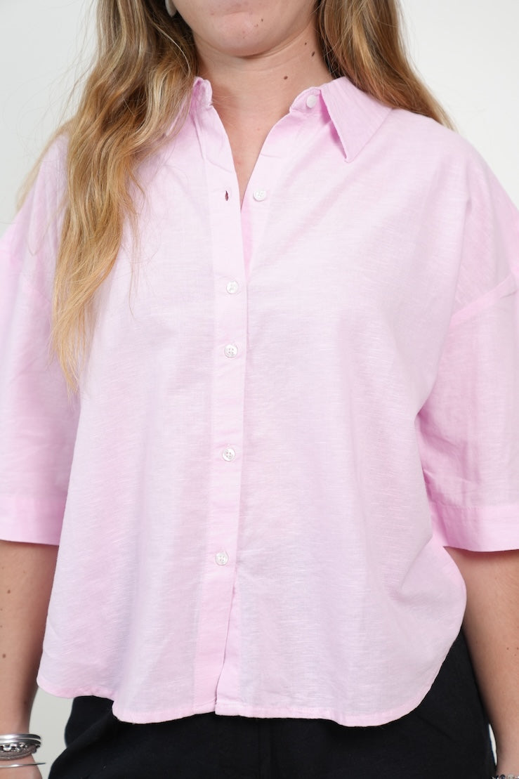 CAMISA MANGA CORTA OVERSIZE LINO MUJER