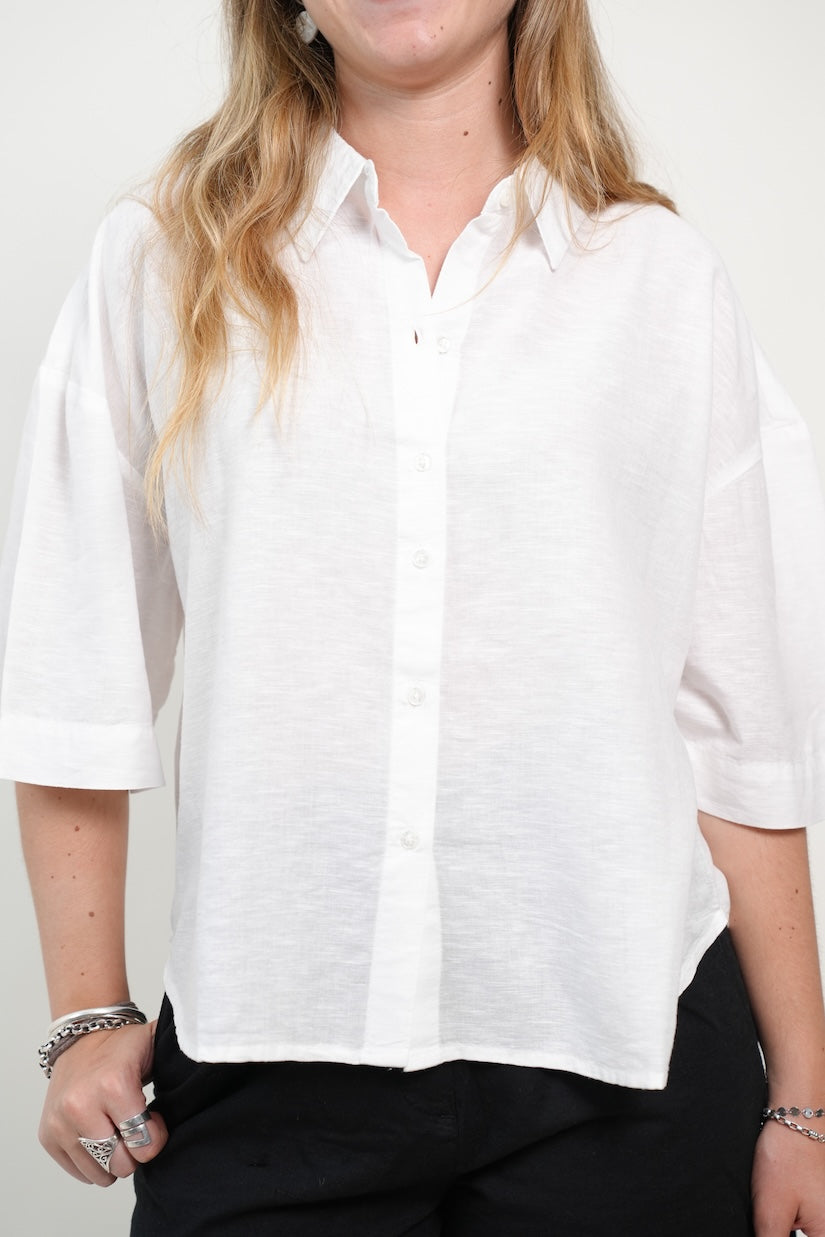 CAMISA MANGA CORTA OVERSIZE LINO MUJER